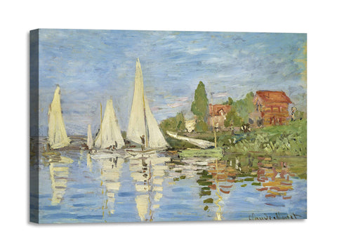 Quadro Stampa su Tela con Telaio in Legno Claude Monet - Regattas at Argenteuil