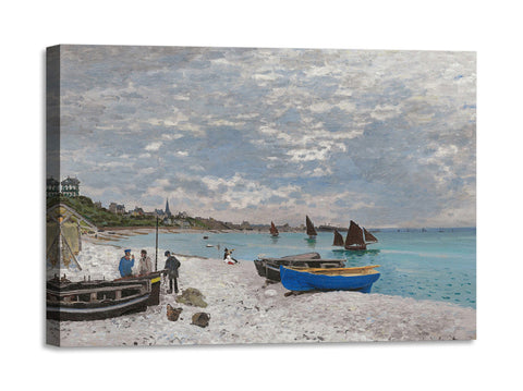 Quadro Stampa su Tela con Telaio in Legno Claude Monet - The Beach at Sainte-Adresse