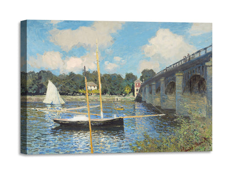 Quadro Stampa su Tela con Telaio in Legno Claude Monet - The Bridge at Argenteuil