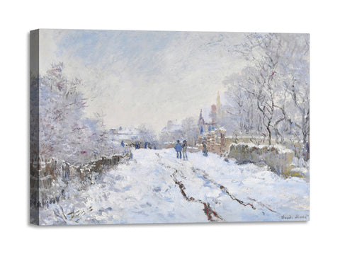 Quadro Stampa su Tela con Telaio in Legno Claude Monet - Snow at Argenteuil