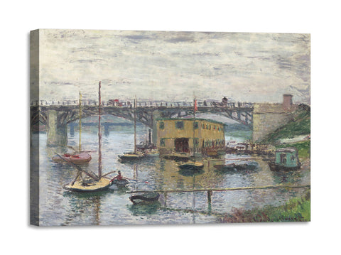 Quadro Stampa su Tela con Telaio in Legno Claude Monet - Bridge at Argenteuil on a Gray Day