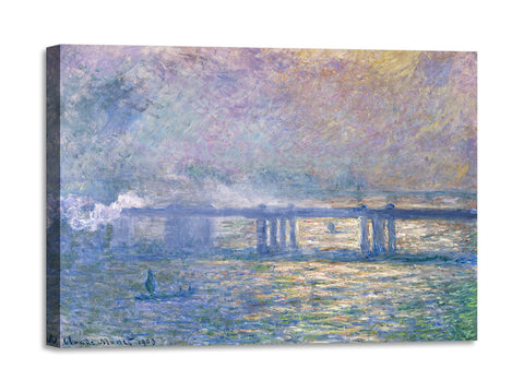 Quadro Stampa su Tela con Telaio in Legno Claude Monet - Charing Cross Bridge