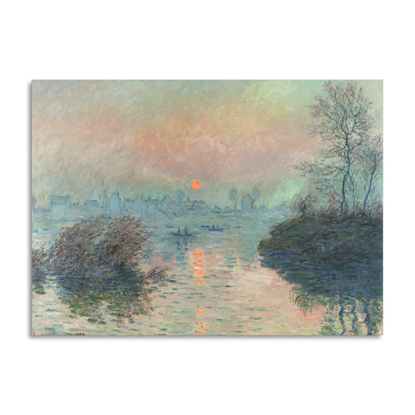 Quadro Stampa su Tela con Telaio in Legno Claude Monet - Sun setting on the Seine at Lavacourt