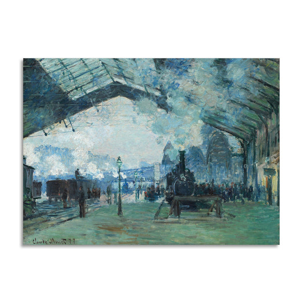 Quadro Stampa su Tela con Telaio in Legno Claude Monet - Arrival of the Normandy Train, Gare Saint-Lazare