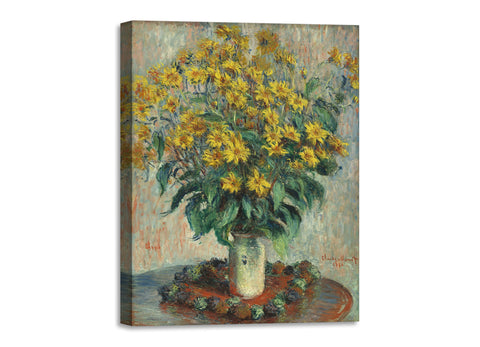 Quadro Stampa su Tela con Telaio in Legno Claude Monet - Chrysanthemums