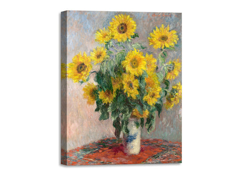 Quadro Stampa su Tela con Telaio in Legno Claude Monet - Bouquet of Sunflowers