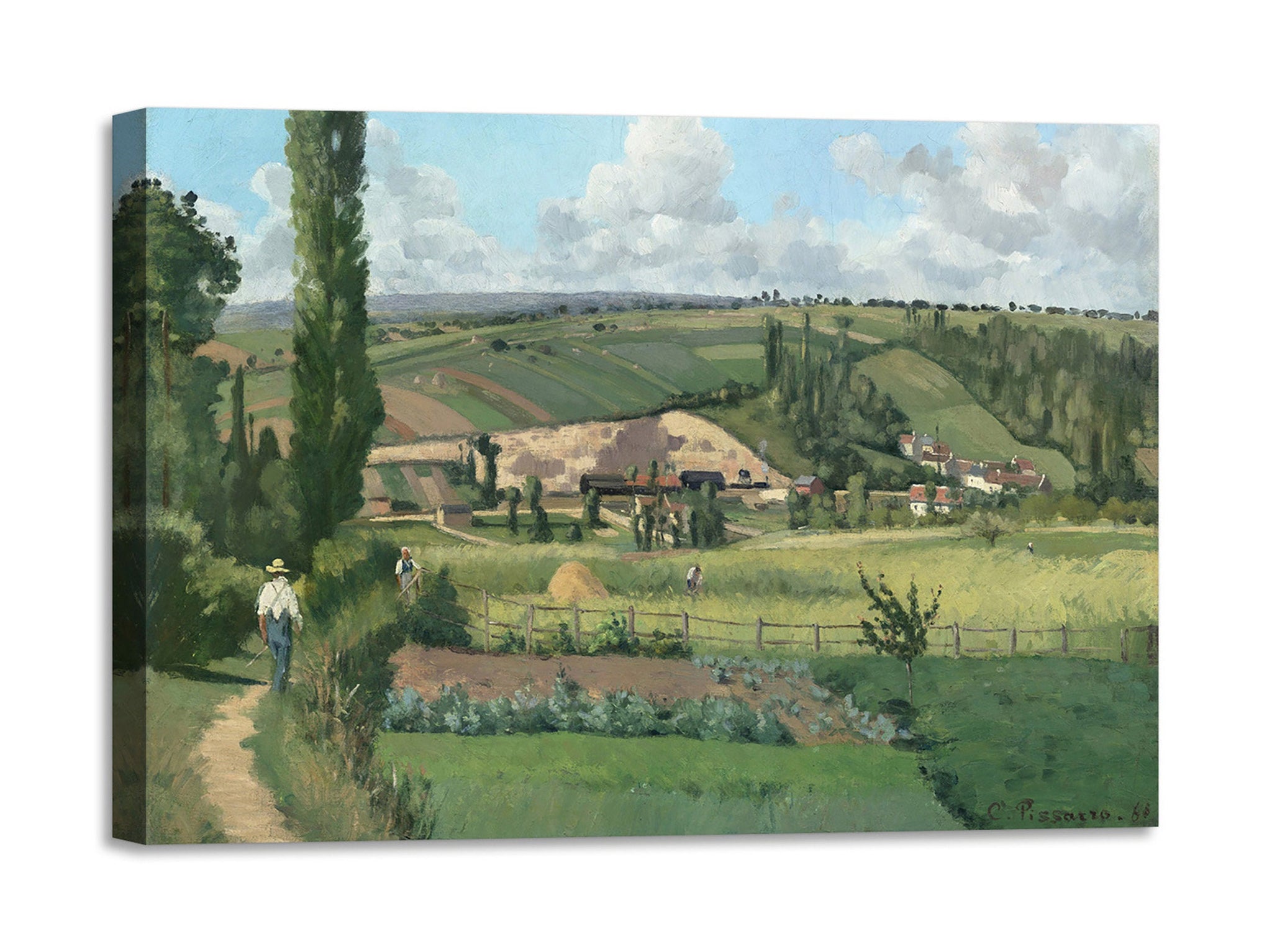 Quadro Stampa su Tela con Telaio in Legno Camille Pissarro - Landscape at Les Pâtis, Pontoise