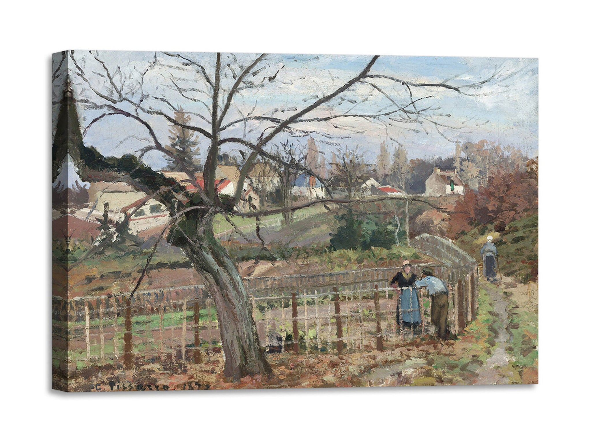 Quadro Stampa su Tela con Telaio in Legno Camille Pissarro - The Fence