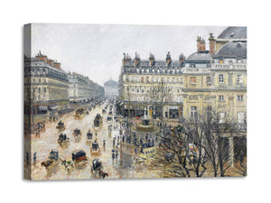 Quadro Stampa su Tela con Telaio in Legno Camille Pissarro - French Theater Square, Paris