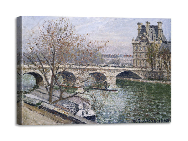 Quadro Stampa su Tela con Telaio in Legno Camille Pissarro - The Pont Royal and the Pavillon de Flore