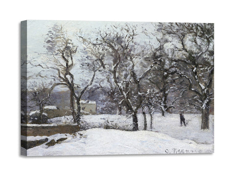 Quadro Stampa su Tela con Telaio in Legno Camille Pissarro - Snow at Louveciennes