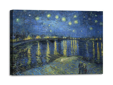 Quadro Stampa su Tela con Telaio in Legno Vincent van Gogh - Starry Night Over the Rhone