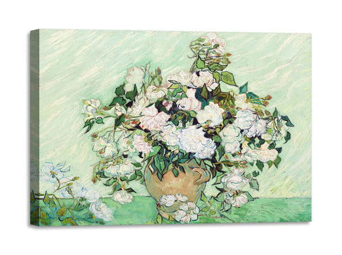 Quadro Stampa su Tela con Telaio in Legno Vincent van Gogh - Roses