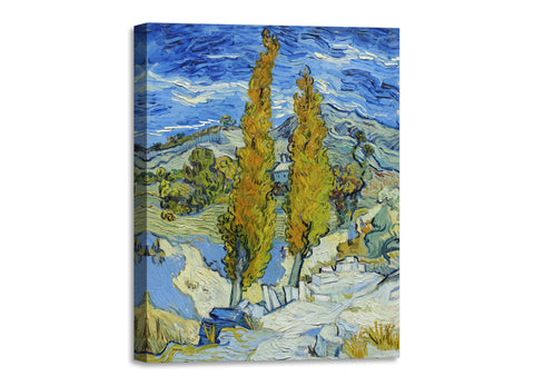 Quadro Stampa su Tela con Telaio in Legno Vincent van Gogh - The Poplars at Saint-Rémy