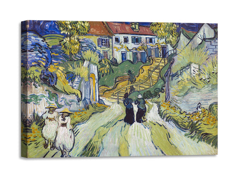 Quadro Stampa su Tela con Telaio in Legno Vincent van Gogh - Stairway at Auvers