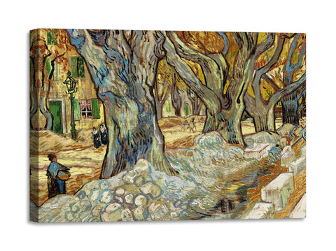 Quadro Stampa su Tela con Telaio in Legno Vincent van Gogh - The Large Plane Trees