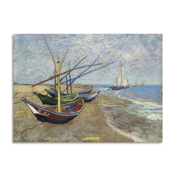 Quadro Stampa su Tela con Telaio in Legno Vincent van Gogh - Fishing Boats on the Beach at Saintes-Maries