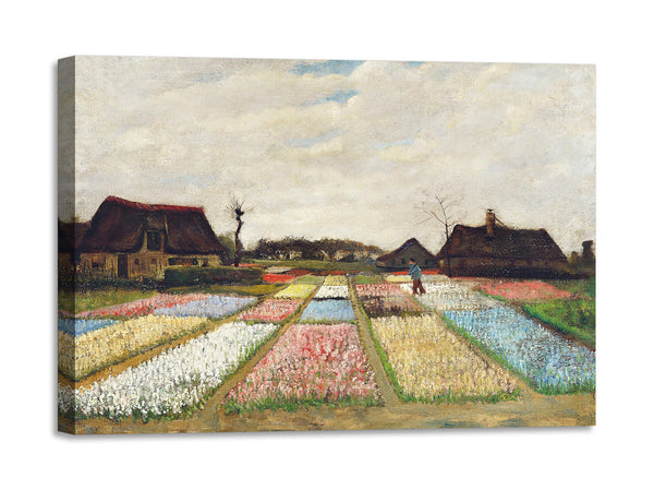 Quadro Stampa su Tela con Telaio in Legno Vincent van Gogh - Flower Beds in Holland