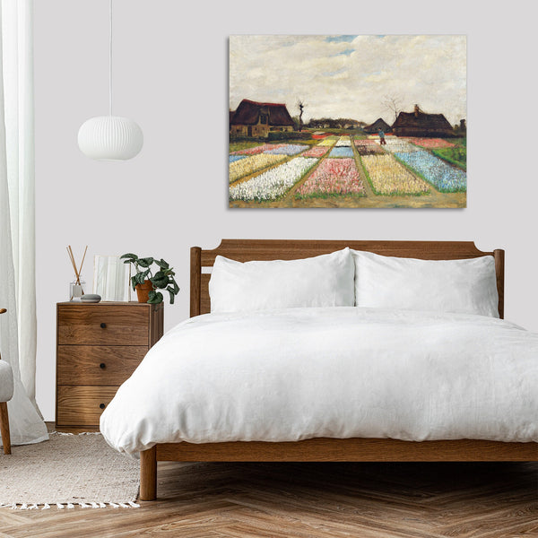 Quadro Stampa su Tela con Telaio in Legno Vincent van Gogh - Flower Beds in Holland