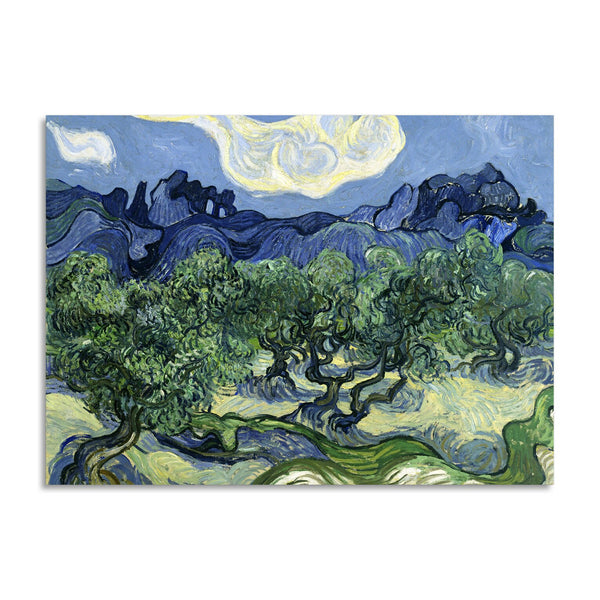 Quadro Stampa su Tela con Telaio in Legno Vincent van Gogh - Olive Trees with the Alpilles in the Background