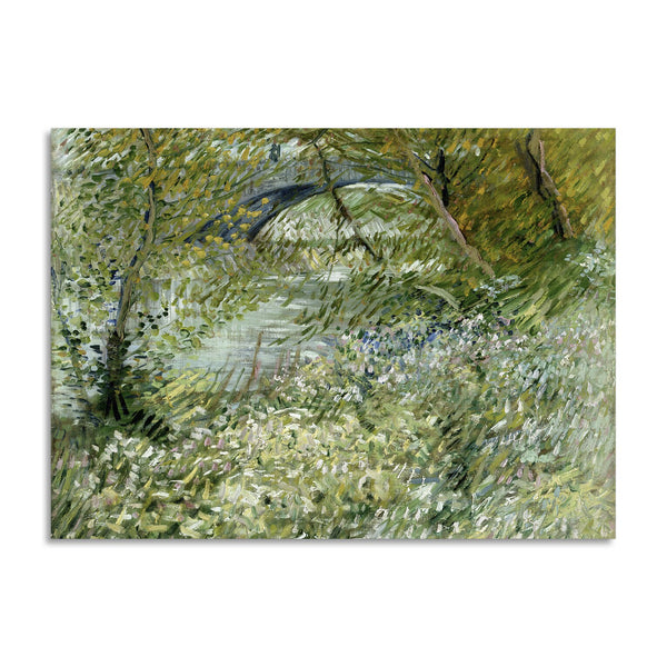 Quadro Stampa su Tela con Telaio in Legno Vincent van Gogh - River Bank in Springtime