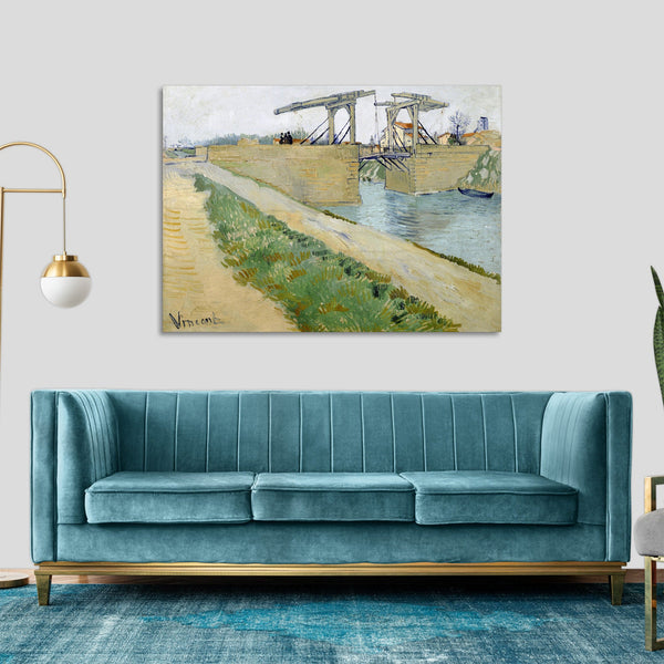 Quadro Stampa su Tela con Telaio in Legno Vincent van Gogh - The Langlois Bridge