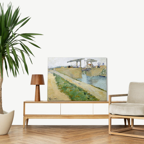 Quadro Stampa su Tela con Telaio in Legno Vincent van Gogh - The Langlois Bridge