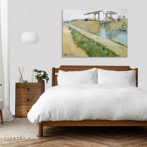 Quadro Stampa su Tela con Telaio in Legno Vincent van Gogh - The Langlois Bridge