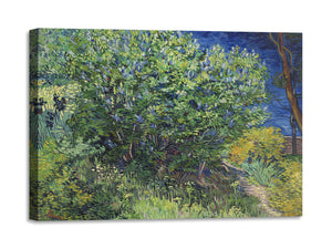 Quadro Stampa su Tela con Telaio in Legno Vincent van Gogh - Lilac Bush