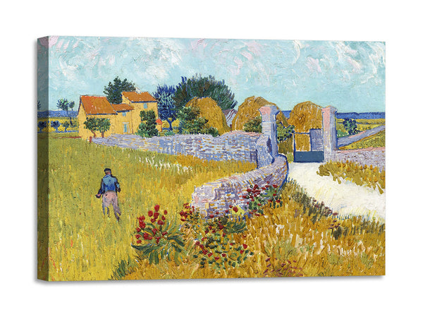 Quadro Stampa su Tela con Telaio in Legno Vincent van Gogh - Farmhouse in Provence