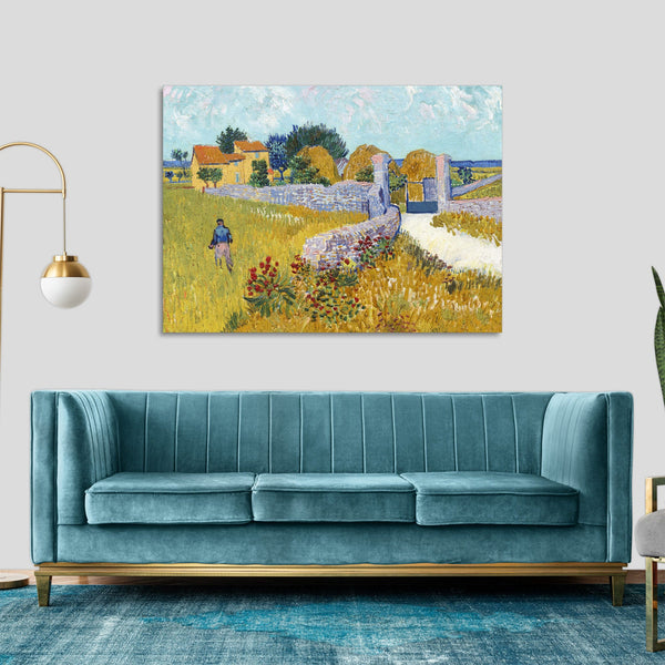 Quadro Stampa su Tela con Telaio in Legno Vincent van Gogh - Farmhouse in Provence