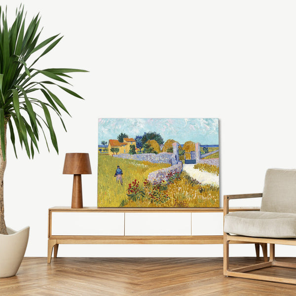 Quadro Stampa su Tela con Telaio in Legno Vincent van Gogh - Farmhouse in Provence