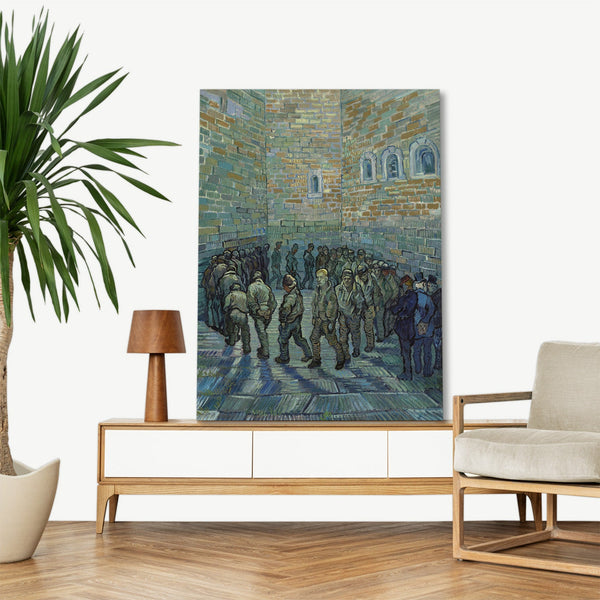 Quadro Stampa su Tela con Telaio in Legno Vincent van Gogh - Prisoners Exercising