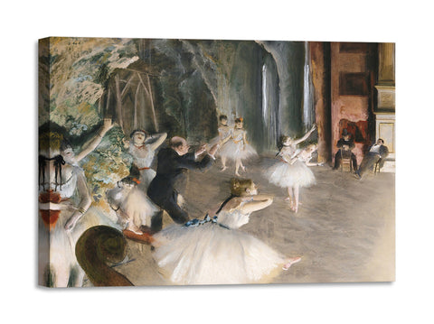 Quadro Stampa su Tela con Telaio in Legno Edgar Degas - The Rehearsal Onstage