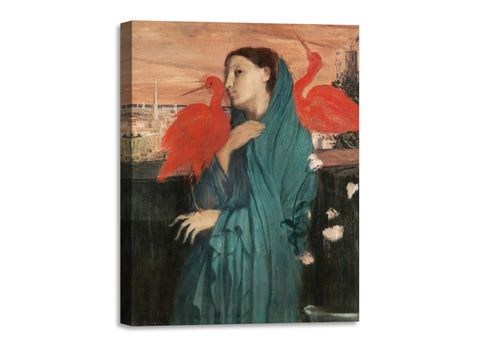 Quadro Stampa su Tela con Telaio in Legno Edgar Degas - Young Woman with Ibis