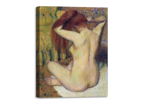 Quadro Stampa su Tela con Telaio in Legno Edgar Degas - Nude lady Woman Combing Her Hair