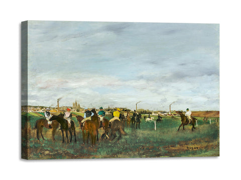 Quadro Stampa su Tela con Telaio in Legno Edgar Degas - The Jockeys
