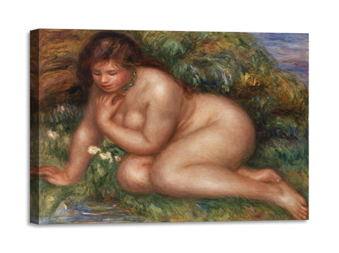 Quadro Stampa su Tela con Telaio in Legno Pierre-Auguste Renoir - Bather Gazing at Herself in the Water