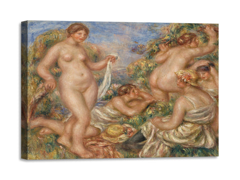 Quadro Stampa su Tela con Telaio in Legno Pierre-Auguste Renoir - Composition, Five Bathers