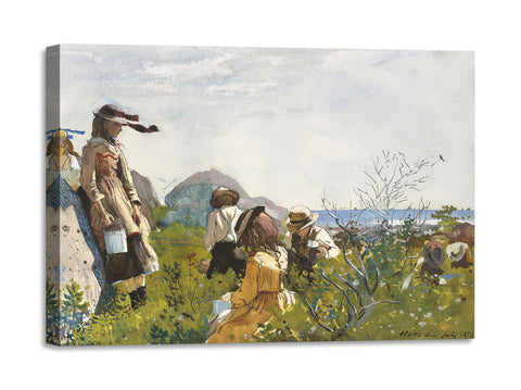 Quadro Stampa su Tela con Telaio in Legno Winslow Homer - Berry Pickers