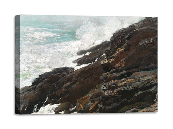 Quadro Stampa su Tela con Telaio in Legno Winslow Homer - High Cliff, Coast of Maine