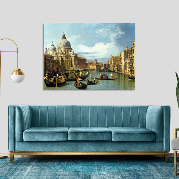 Quadro Stampa su Tela con Telaio in Legno Canaletto - The Entrance to the Grand Canal, Venice