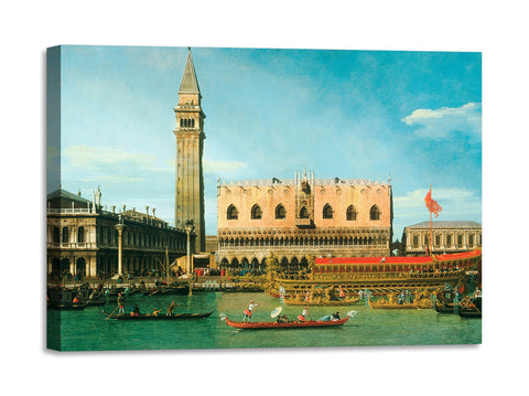 Quadro Stampa su Tela con Telaio in Legno Canaletto - The Bucintoro at the Molo on Ascension Day