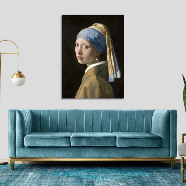 Quadro Stampa su Tela con Telaio in Legno Johannes Vermeer - Girl with a Pearl Earring