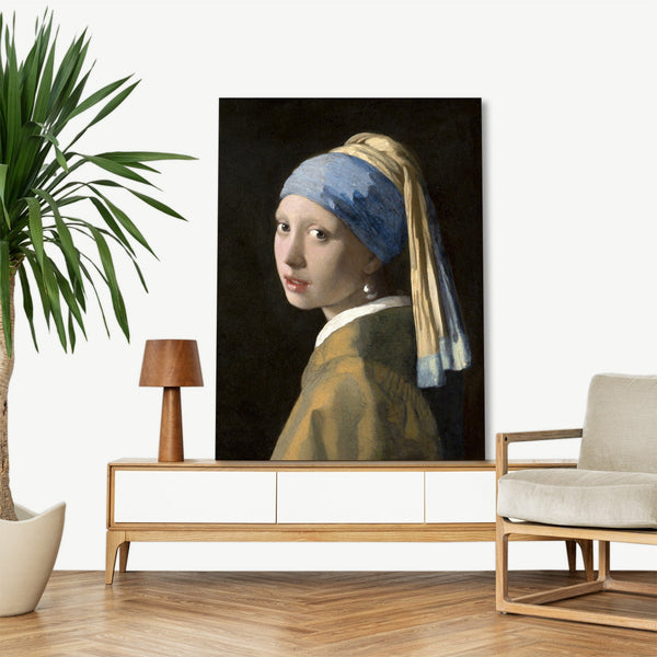 Quadro Stampa su Tela con Telaio in Legno Johannes Vermeer - Girl with a Pearl Earring