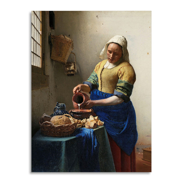 Quadro Stampa su Tela con Telaio in Legno Johannes Vermeer - The Milkmaid