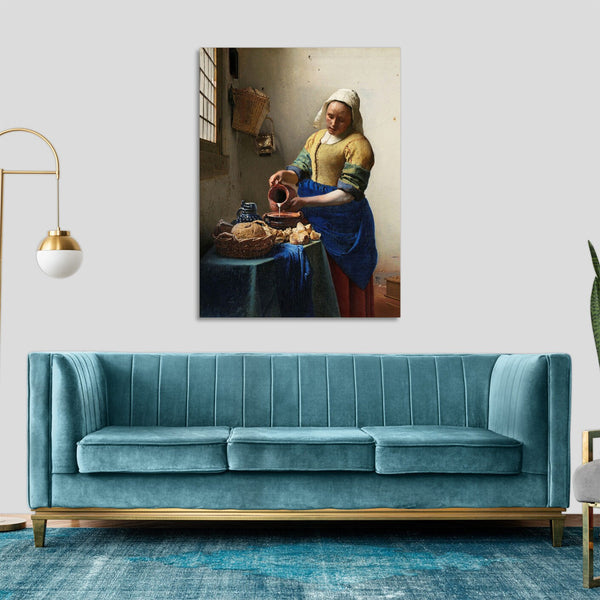 Quadro Stampa su Tela con Telaio in Legno Johannes Vermeer - The Milkmaid