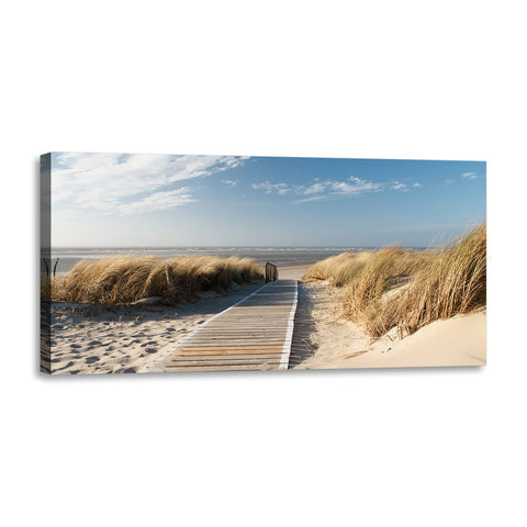 Quadro Stampa su Tela con Telaio in Legno paesaggio mare spiaggia