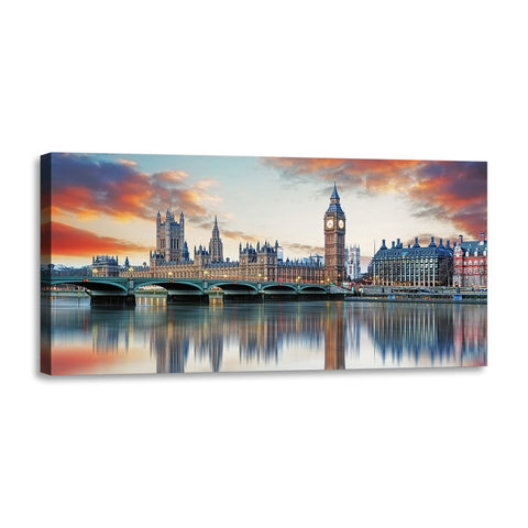 Quadro Stampa su Tela con Telaio in Legno paesaggio londra