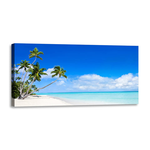 Quadro Stampa su Tela con Telaio in Legno paesaggio isola tropicale